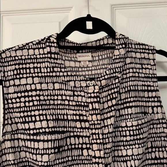 Merona Black and Cream Sleeveless Dress with pockets size large - Picture 7 of 9